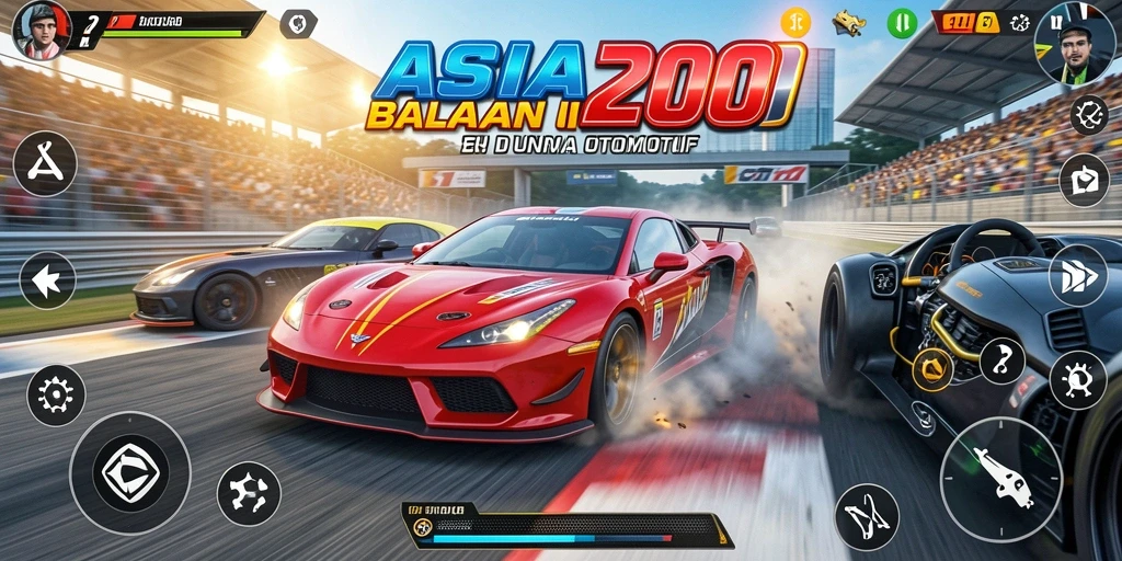 Tampilan gameplay ASIA200 yang seru di lintasan balap.