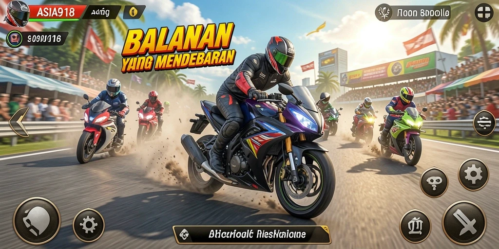Gameplay seru balapan motor di ASIA918.