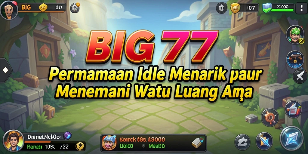 Tampilan gameplay BIG77 yang menampilkan karakter berkembang dalam mode idle.