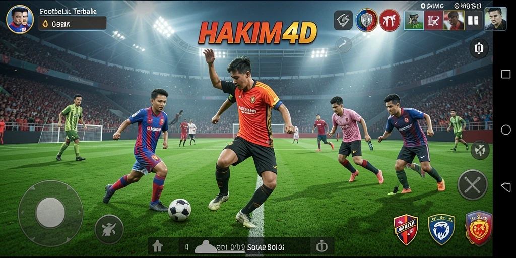 Screenshot HAKIM4D menampilkan aksi permainan sepak bola yang dinamis.