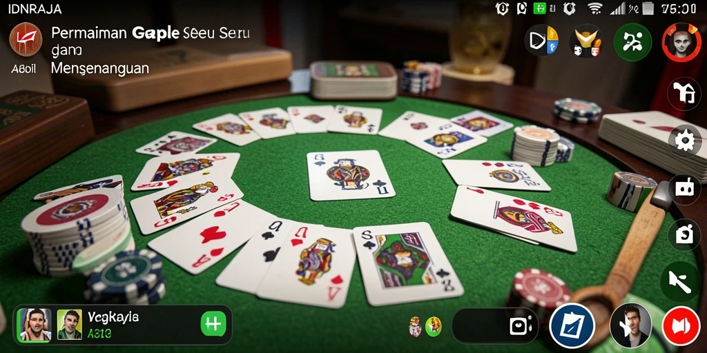 Tangkapan layar IDNRAJA menunjukkan gameplay Gaple yang seru dan interaktif.