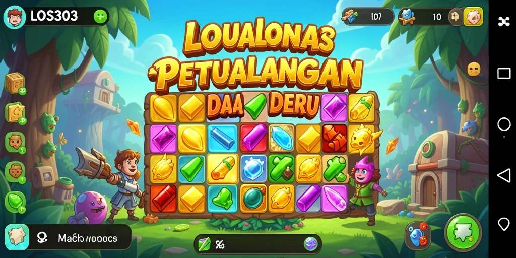 Screenshot menunjukkan gameplay seru dalam LOS303 dengan tantangan Match-3.