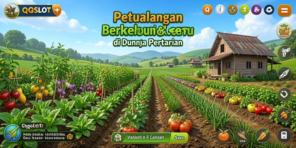 Tampilan gameplay menarik dari QQSLOT yang menunjukkan aktivitas bertani.