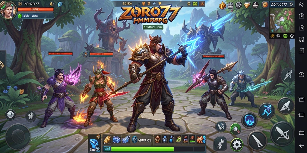 Tampilan gameplay yang menawan dari ZORO77, memperlihatkan petualangan MMORPG.